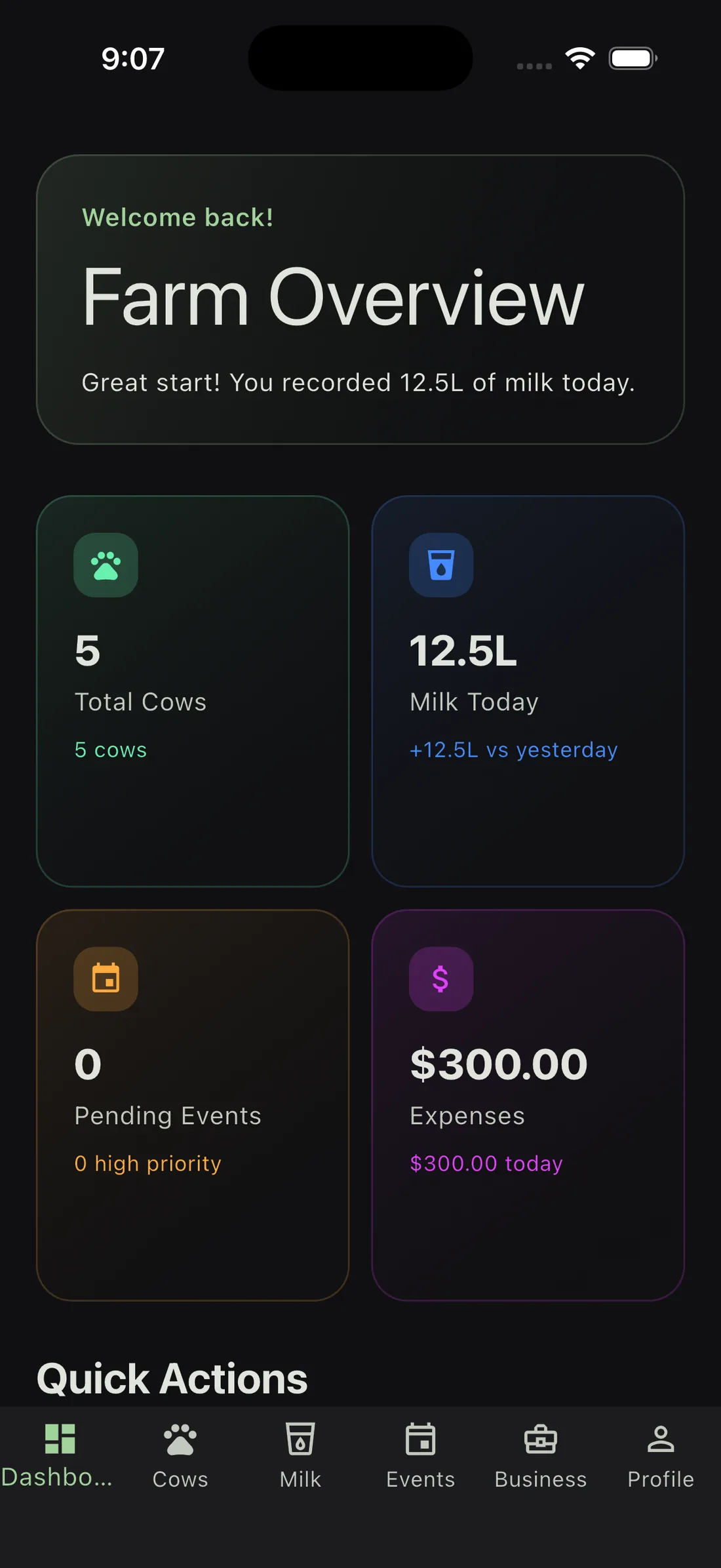FullFarm farm overview dashboard