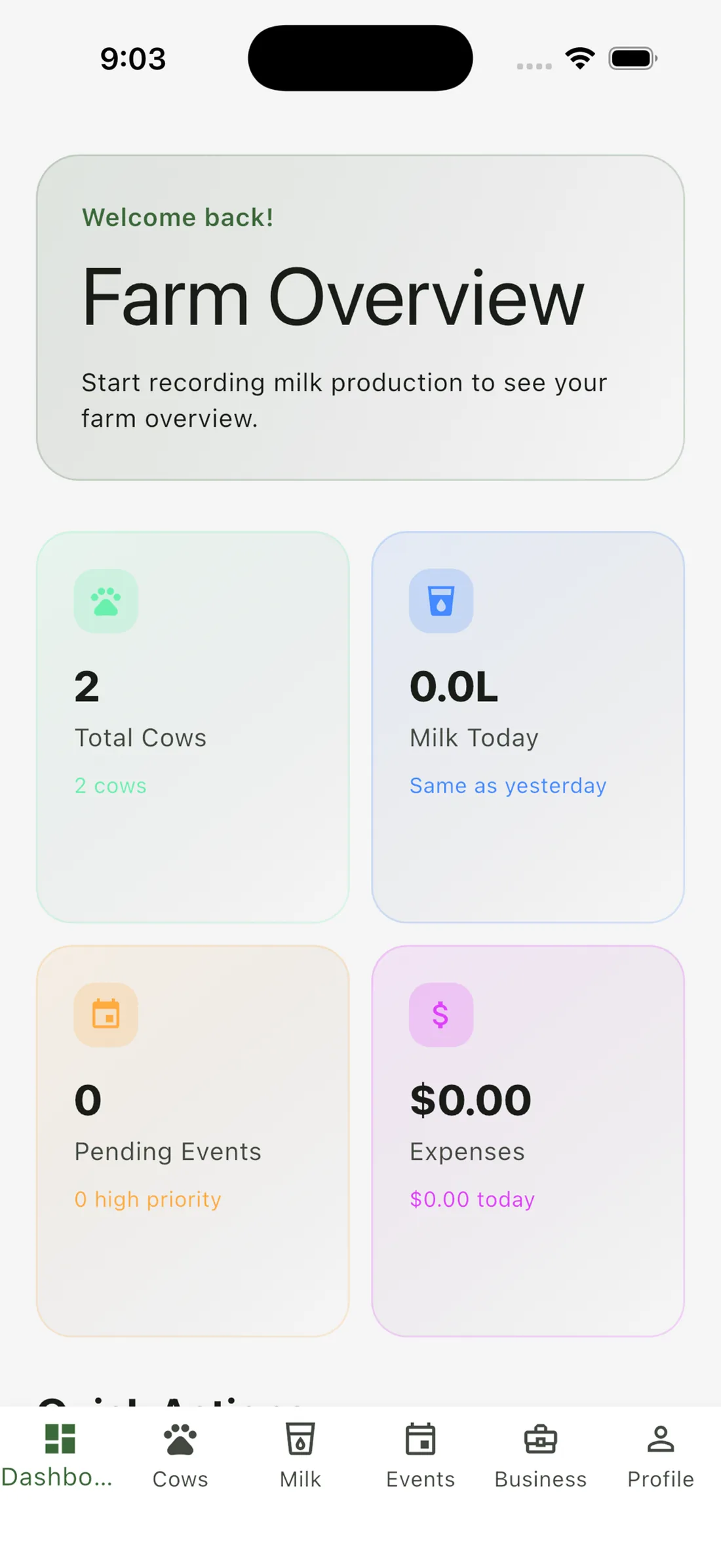 FullFarm farm overview, light mode